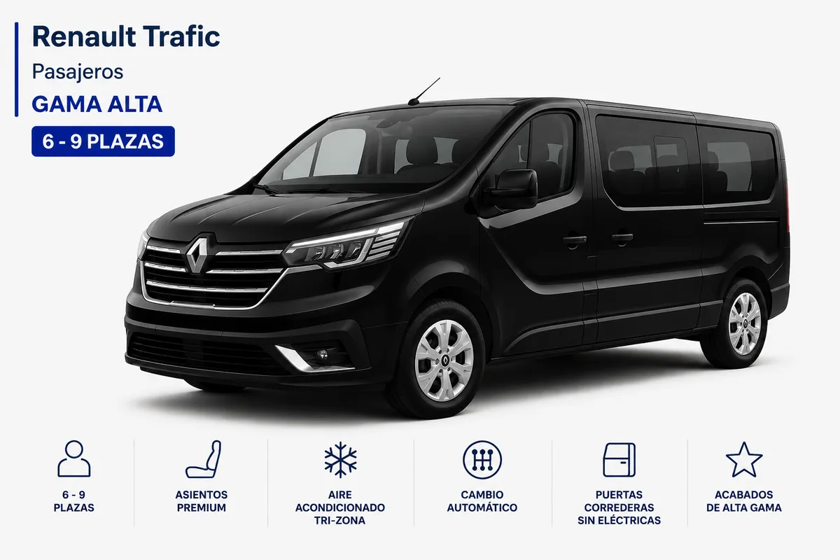 Furgoneta de pasajeros Renault Trafic de 6 a 9 plazas de alquiler en Sevilla